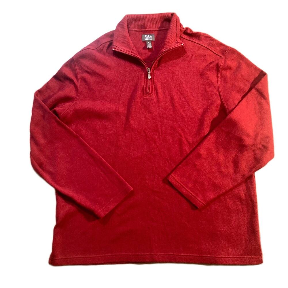 Joseph Abboud Mens XL Red Quarter-Zip Pullover Sweater Cotton Blend